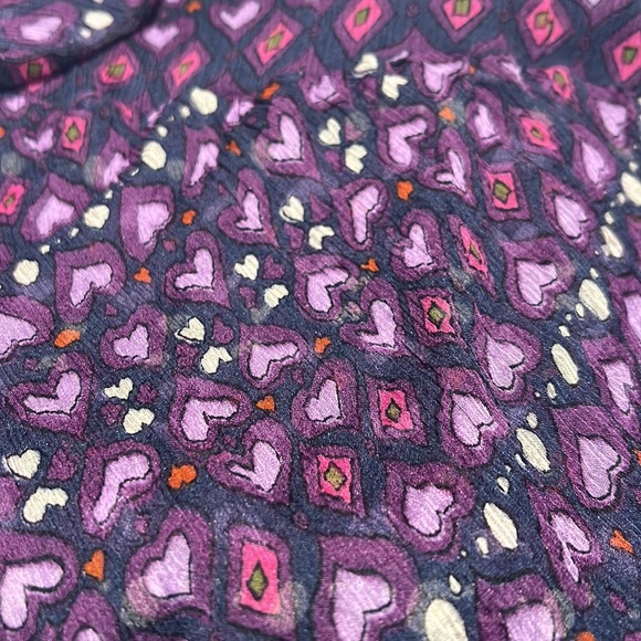 Moschino Cheap and Chic Silk Halter Top Ruffle Dress with Purple Heart Pattern - Picture 13 of 17